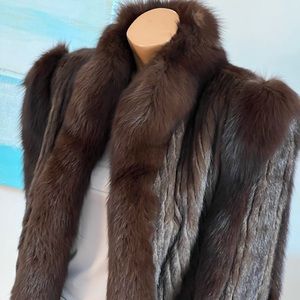Dark brown mink fur coat